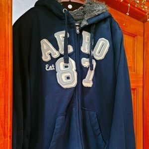 XXL AEROPOSTLE FUR LINED ZIP UP HOODIE